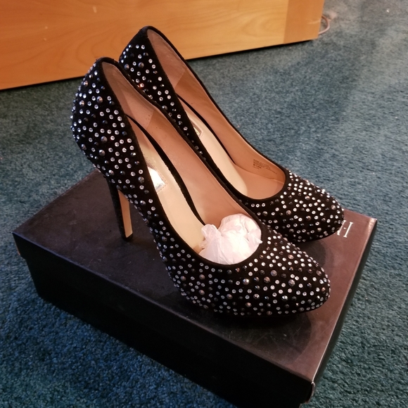 INC Lilly2Blk Sparkly Gemstone Heels - Picture 8 of 10